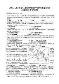 湖北省黄石市四区联考2022-2023学年部编版八年级上学期期中教学质量检测历史试题（含答案）