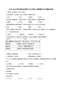 2023-2024学年湖北省武汉市七年级上学期期末历史模拟试卷（含解析）