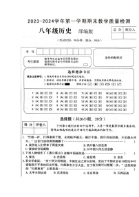 河南省周口市淮阳区2023-2024学年八年级上学期期末历史试题