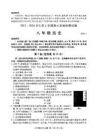 山东省临沂市兰山区2023-2024学年部编版八年级上学期期末历史试卷