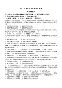 湖南省常德市澧县2023-2024学年九年级上学期1月期末历史试题（含答案）