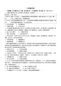 湖北省武汉市江岸区2023-2024学年八年级上学期期末历史试题（含答案）