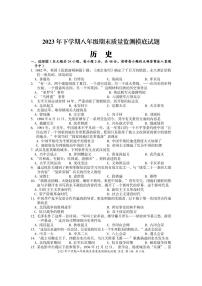 湖南省娄底市新化县2023-2024学年八年级上学期期末考试历史试题