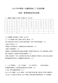 2024年初三中考第一次模拟考试试题：历史（广东深圳卷）（参考答案及评分标准）