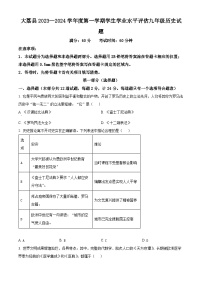 陕西省渭南市大荔县2023-2024学年九年级上学期期末历史试题（原卷版+解析版）