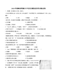 2024年湖南省常德市九年级中考历史模拟适应性训练试卷
