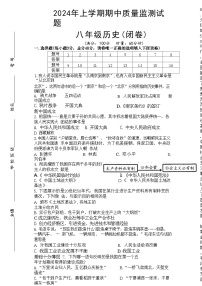 08，湖南省岳阳市岳阳县2023-2024学年八年级下学期期中历史试卷