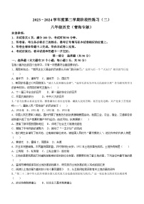 青海省果洛州久治县2023-2024学年八年级下学期阶段性练习二（期中）历史试卷（含答案）