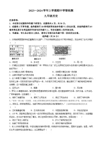 河南省平顶山市郏县2023--2024学年部编版九年级历史上学期期中测试题