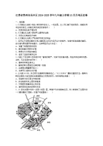 江苏省苏州市吴中区2024-2025学年九年级上学期10月月考历史卷（含答案）