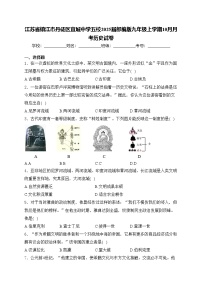 江苏省镇江市丹徒区宜城中学五校2025届部编版九年级上学期10月月考历史试卷(含答案)