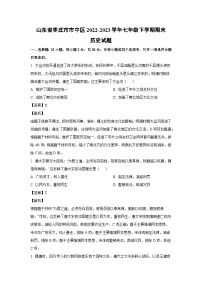 山东省枣庄市市中区2022-2023学年七年级下学期期末历史试卷(解析版)