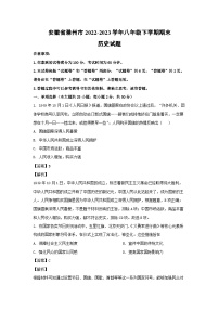 安徽省滁州市2022-2023学年八年级下学期期末历史试卷(解析版)