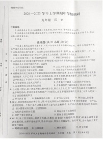 河南省郑州市登封市嵩阳中学2024--2025学年部编版九年级历史上学期期中考试卷