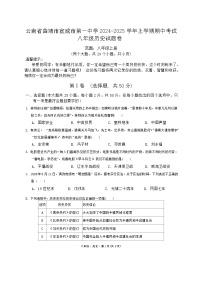 云南省曲靖市宣威市第一中学2024-2025学年部编版八年级上学期11月期中历史试题