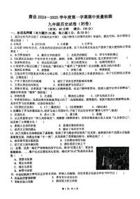 安徽省宿州市萧县2024-2025学年九年级上学期11月期中历史试题