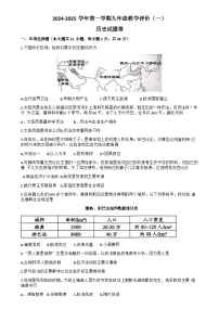 安徽省芜湖市无为市赫店中心学校2024-2025学年九年级上学期10月月考历史试题