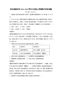 四川省雅安市2024_2025学年七年级上学期期中历史试卷（解析版）