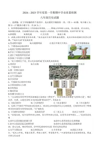 江苏省连云港市东海县2024—2025学年八年级(上)期中学业质量检测历史试题(含答案)