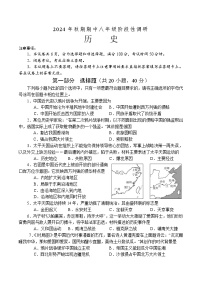 河南省南阳市方城县2024-2025学年八年级上学期期中阶段性调研历史试题