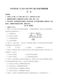 四川省泸州市泸县第二中学2024～2025学年九年级(上)期中历史试卷(含答案)