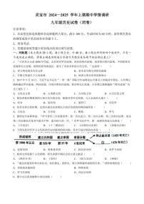 河南省三门峡市灵宝市2024~2025学年九年级(上)期中历史试卷(含答案)