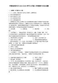 河南省郑州市2024-2025学年九年级上学期期中历史试题