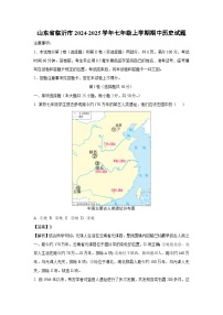 山东省临沂市2024-2025学年七年级(上)期中历史试卷（解析版）