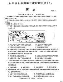 河南省安阳市林州市2024-2025学年九年级上学期12月月考历史试题