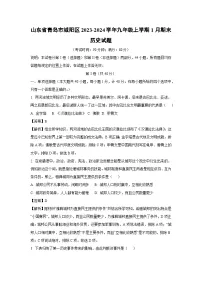 山东省青岛市城阳区2023-2024学年九年级(上)1月期末历史试卷(解析版)