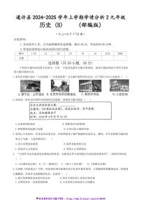 2024～2025学年河南省开封市通许县学情分析九年级(上)历史月考试卷(含答案)