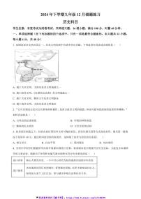 2024～2025学年湖南省长沙市雅礼集团九年级上12月月考历史试卷(含答案)