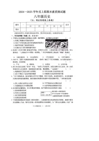 河南省驻马店市汝南县2024-2025学年八年级上学期1月期末历史试题