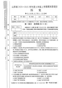 山西省朔州市朔城区2024-2025学年上学期期末九年级历史试卷