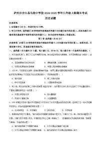 四川省泸州市合江县马街中学校2024-2025学年八年级上学期1月期末历史试题（含答案）