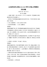 2024~2025学年山东省枣庄市山亭区七年级上学期期末历史试卷（解析版）