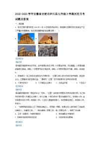 2022-2023学年安徽省合肥市庐江县九年级上学期历史月考试题及答案