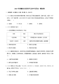 2025年安徽省合肥市庐江县中考历史一模试卷