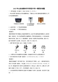 2025年山东省德州市宁津县中考一模历史试题（解析版）