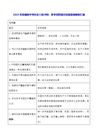 2025年统编版中考历史三轮冲刺：常考材料题开放题答题模板汇编 学案