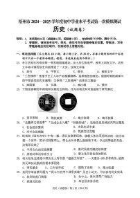2025年广西壮族自治区梧州市岑溪市中考一模历史试卷（中考模拟）