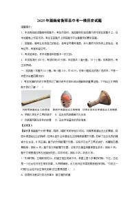 2025年湖南省衡阳县中考一模历史试题（解析版）