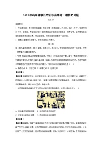 2025年山东省临沂市沂水县中考一模历史试题（解析版）