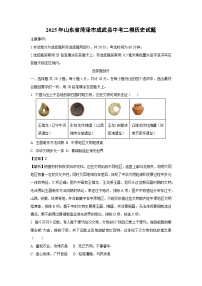 2025年山东省菏泽市成武县中考二模历史试卷（解析版）