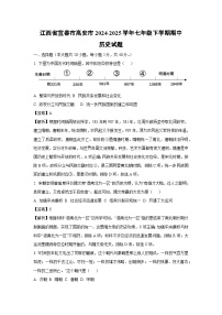 江西省宜春市高安市2024-2025学年七年级下学期期中历史试卷（解析版）