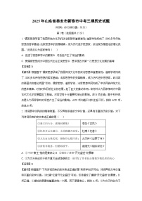 2025年山东省泰安市新泰市中考三模历史试卷（解析版）