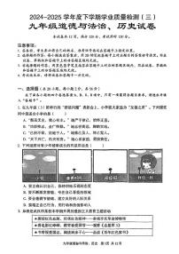 2025湖北武汉东西湖区中考模拟五调历史道法试卷