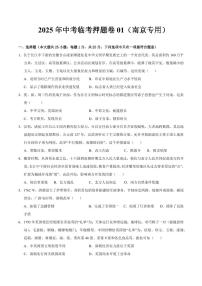 2025中考历史专题复习试卷临考押题卷01(原卷版)