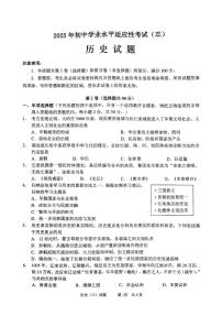 2025年山东省枣庄市峄城区中考三模历史试题