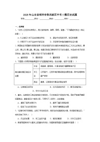 2025年山东省菏泽市鲁西新区中考三模历史试题（附答案解析）